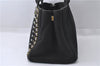 Authentic PRADA Bijou Canapa Canvas Leather Hand Tote Bag Black 3483D