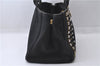 Authentic PRADA Bijou Canapa Canvas Leather Hand Tote Bag Black 3483D