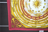 Authentic HERMES Carre 90 Scarf "DIES ET HORE" Silk Bordeaux Red 3488D