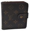 Authentic Louis Vuitton Monogram Compact Zip Bifold Wallet Purse M61667 LV 3494D