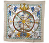 Authentic HERMES Carre 90 Scarf "vive le vent" Silk Beige 3497D