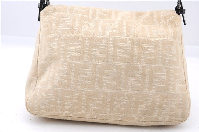 Authentic FENDI Zucca Mamma Baguette Shoulder Bag Canvas Leather Beige 3502F