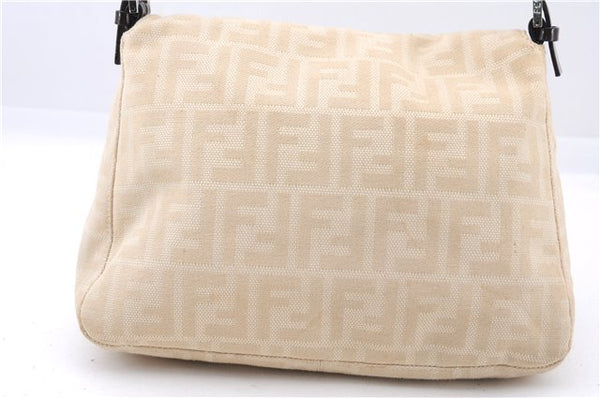Authentic FENDI Zucca Mamma Baguette Shoulder Bag Canvas Leather Beige 3502F