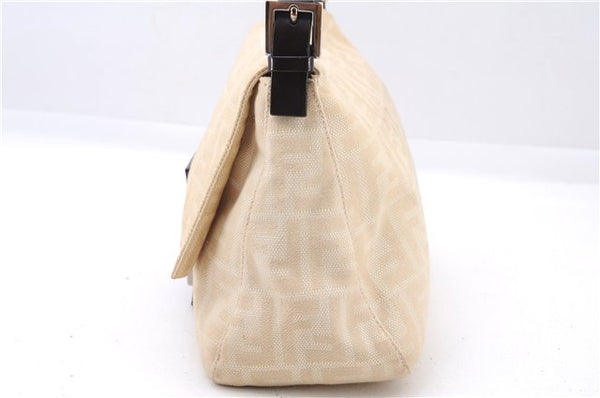 Authentic FENDI Zucca Mamma Baguette Shoulder Bag Canvas Leather Beige 3502F