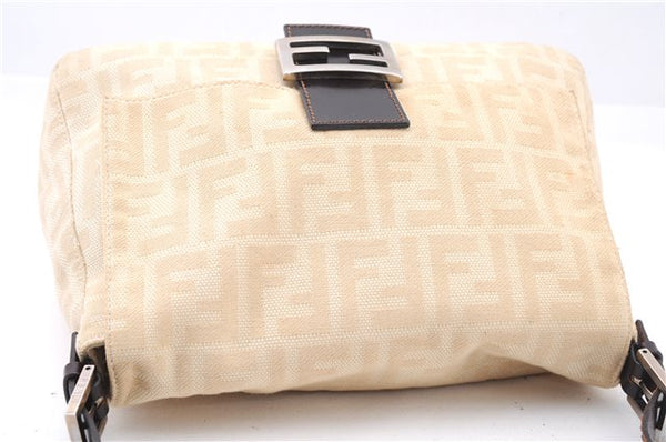Authentic FENDI Zucca Mamma Baguette Shoulder Bag Canvas Leather Beige 3502F