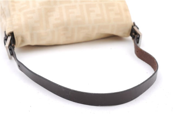 Authentic FENDI Zucca Mamma Baguette Shoulder Bag Canvas Leather Beige 3502F