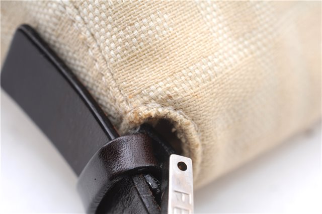Authentic FENDI Zucca Mamma Baguette Shoulder Bag Canvas Leather Beige 3502F