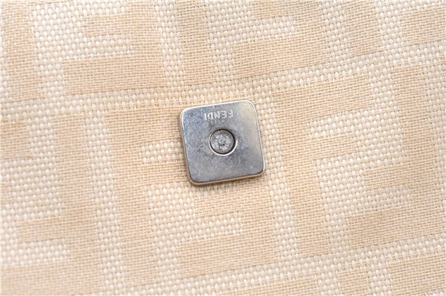 Authentic FENDI Zucca Mamma Baguette Shoulder Bag Canvas Leather Beige 3502F