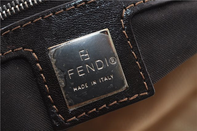 Authentic FENDI Zucca Mamma Baguette Shoulder Bag Canvas Leather Beige 3502F
