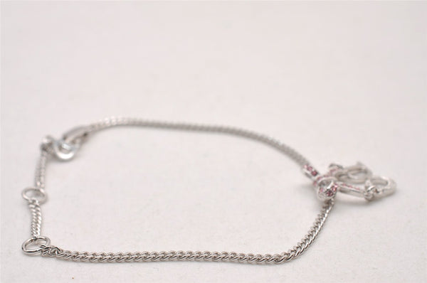 Authentic Christian Dior Rhinestone Chain Bracelet Silver Pink CD 3503I