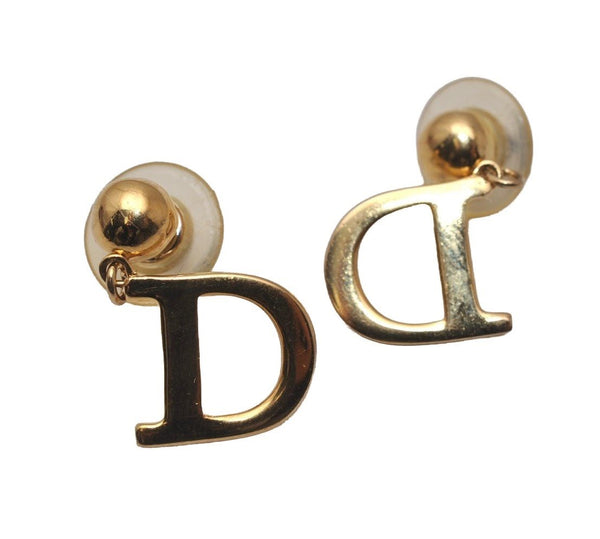 Authentic Christian Dior Vintage Earrings Gold Tone CD 3504I