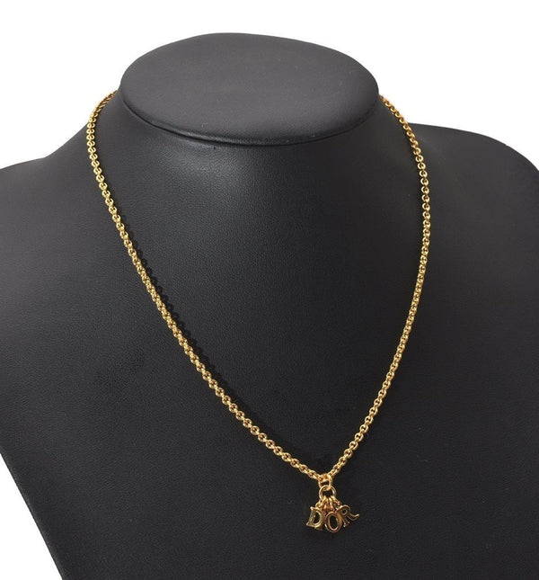 Authentic Christian Dior Gold Tone Chain Pendant Necklace CD 3505I