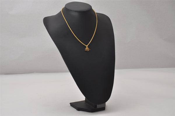 Authentic Christian Dior Gold Tone Chain Pendant Necklace CD 3505I