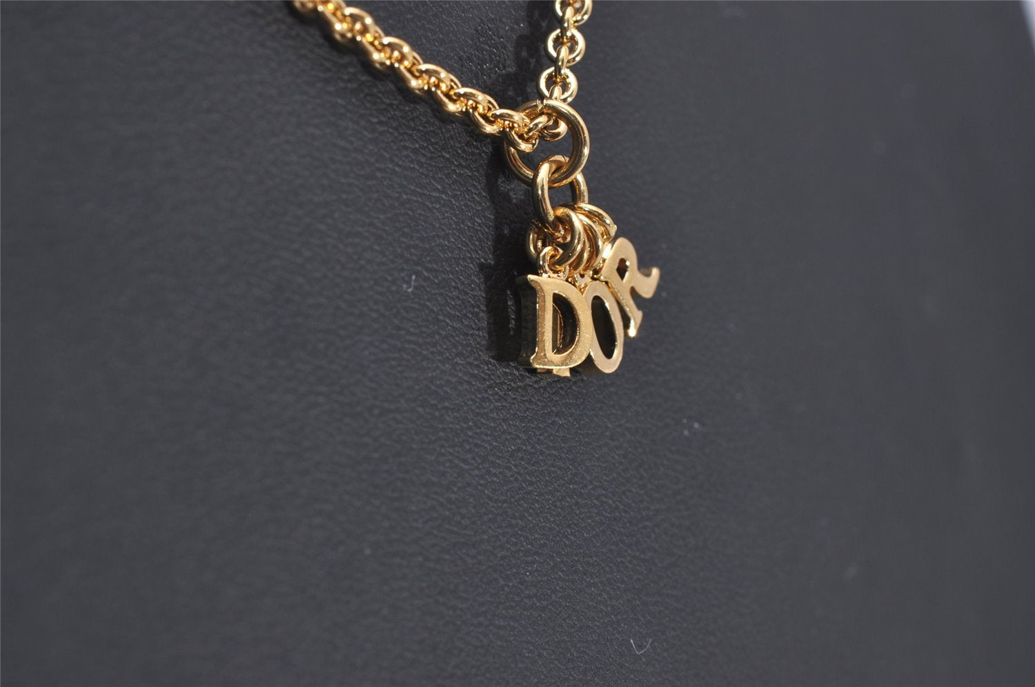 Authentic Christian Dior Gold Tone Chain Pendant Necklace CD 3505I