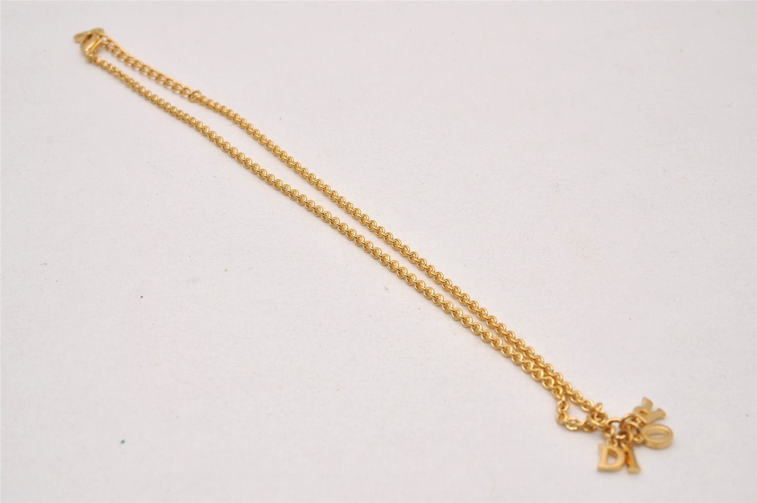 Authentic Christian Dior Gold Tone Chain Pendant Necklace CD 3505I