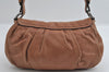 Authentic PRADA Vintage Leather Nappa Shoulder Hand Bag Purse Brown 3517I