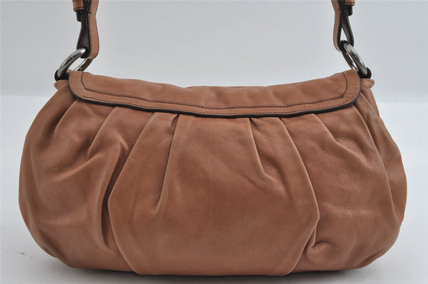 Authentic PRADA Vintage Leather Nappa Shoulder Hand Bag Purse Brown 3517I