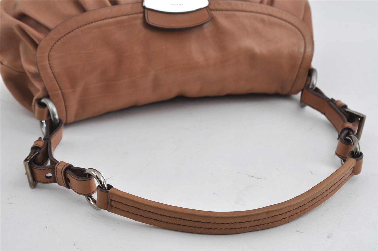 Authentic PRADA Vintage Leather Nappa Shoulder Hand Bag Purse Brown 3517I