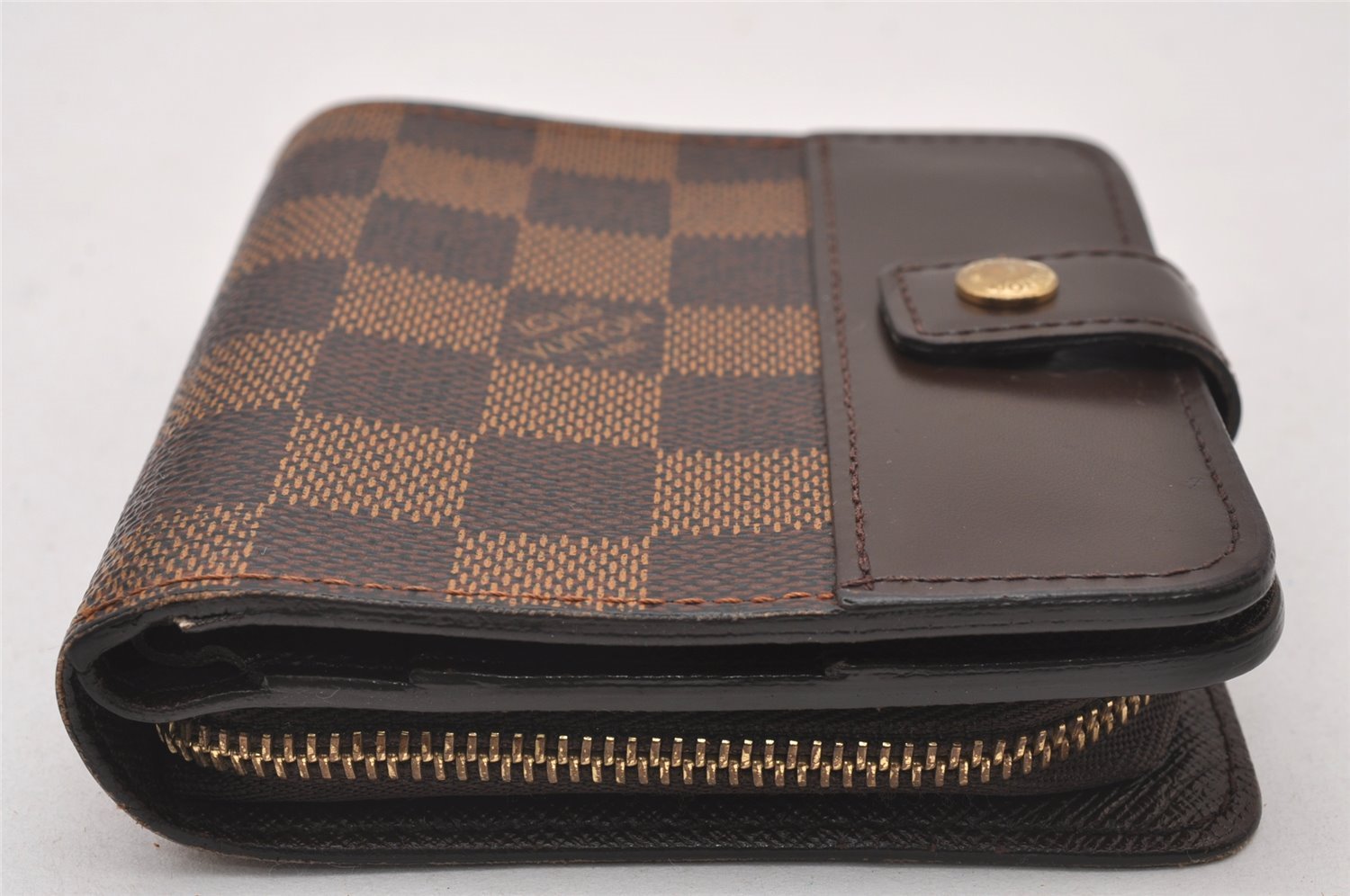 Authentic Louis Vuitton Damier Compact Zip Bifold Wallet Purse N61668 LV 3518I