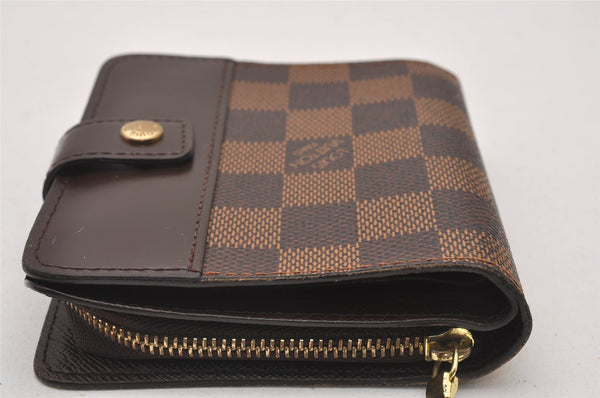 Authentic Louis Vuitton Damier Compact Zip Bifold Wallet Purse N61668 LV 3518I