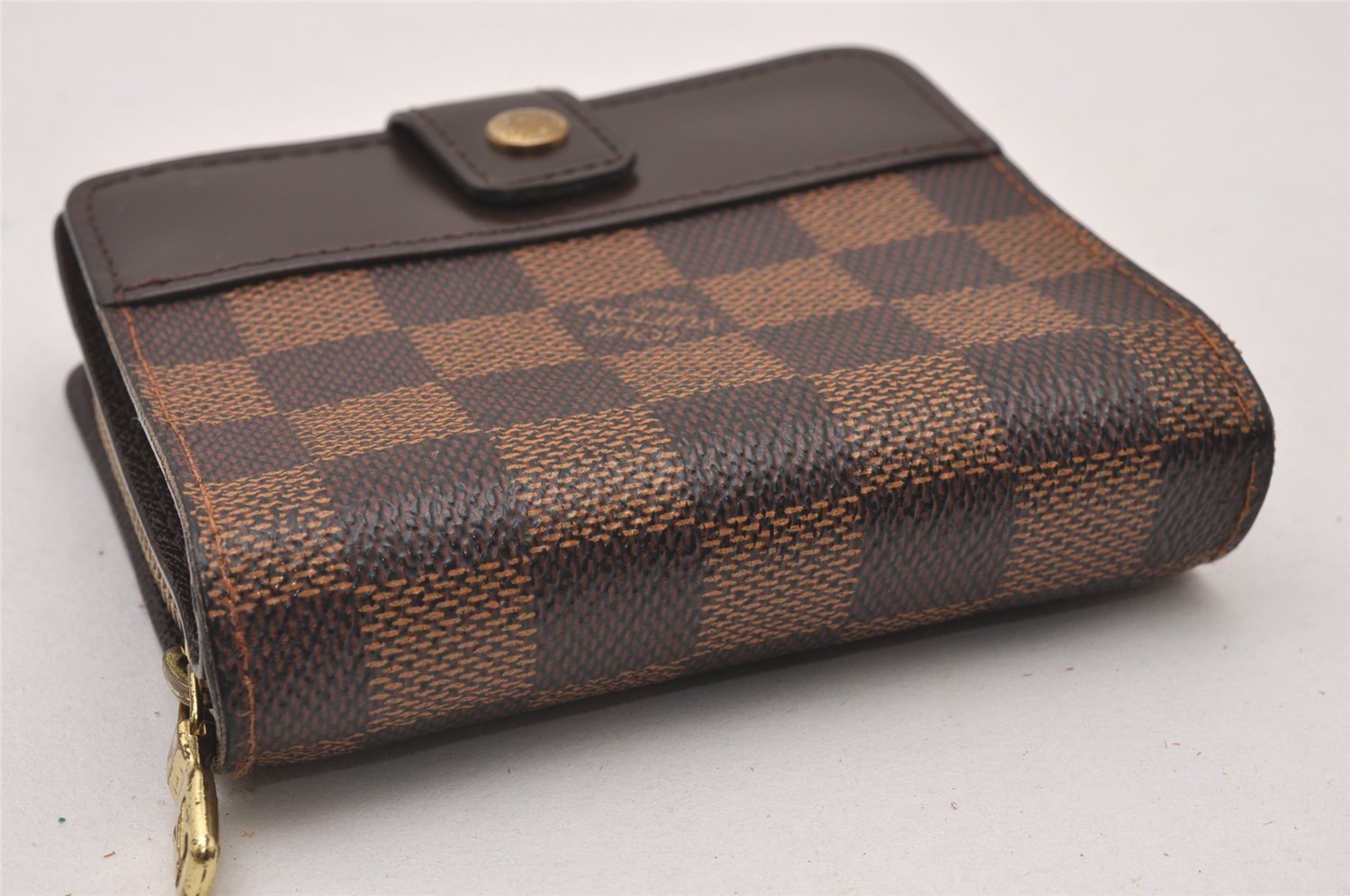 Authentic Louis Vuitton Damier Compact Zip Bifold Wallet Purse N61668 LV 3518I