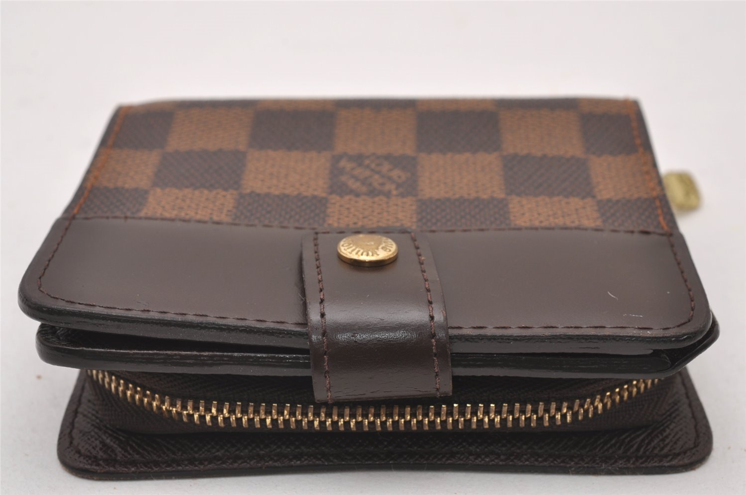 Authentic Louis Vuitton Damier Compact Zip Bifold Wallet Purse N61668 LV 3518I