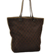 Authentic GUCCI Sherry Line Shoulder Tote Bag GG Canvas Leather Dark Brown 3521E