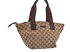 Authentic GUCCI Web Sherry Line Tote Bag GG Canvas Leather 131228 Brown 3521I