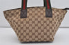 Authentic GUCCI Web Sherry Line Tote Bag GG Canvas Leather 131228 Brown 3521I