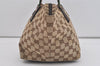 Authentic GUCCI Web Sherry Line Tote Bag GG Canvas Leather 131228 Brown 3521I
