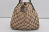 Authentic GUCCI Web Sherry Line Tote Bag GG Canvas Leather 131228 Brown 3521I