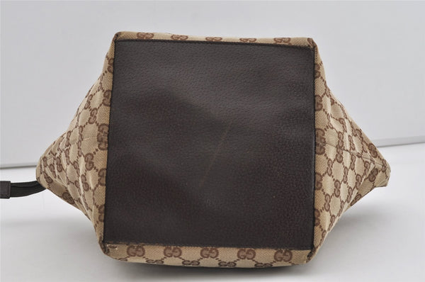 Authentic GUCCI Web Sherry Line Tote Bag GG Canvas Leather 131228 Brown 3521I