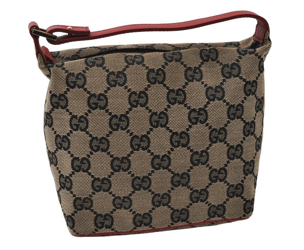 Authentic GUCCI Hand Bag Pouch Purse GG Canvas Leather 0391147 Black 3523I