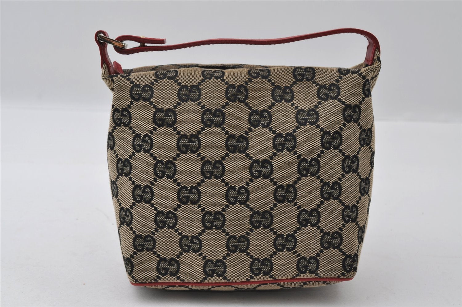 Authentic GUCCI Hand Bag Pouch Purse GG Canvas Leather 0391147 Black 3523I