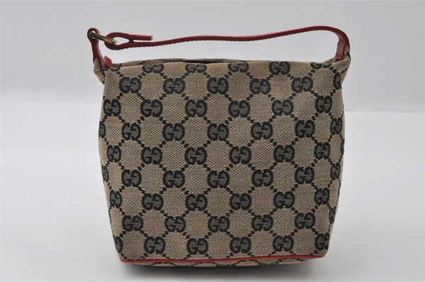 Authentic GUCCI Hand Bag Pouch Purse GG Canvas Leather 0391147 Black 3523I