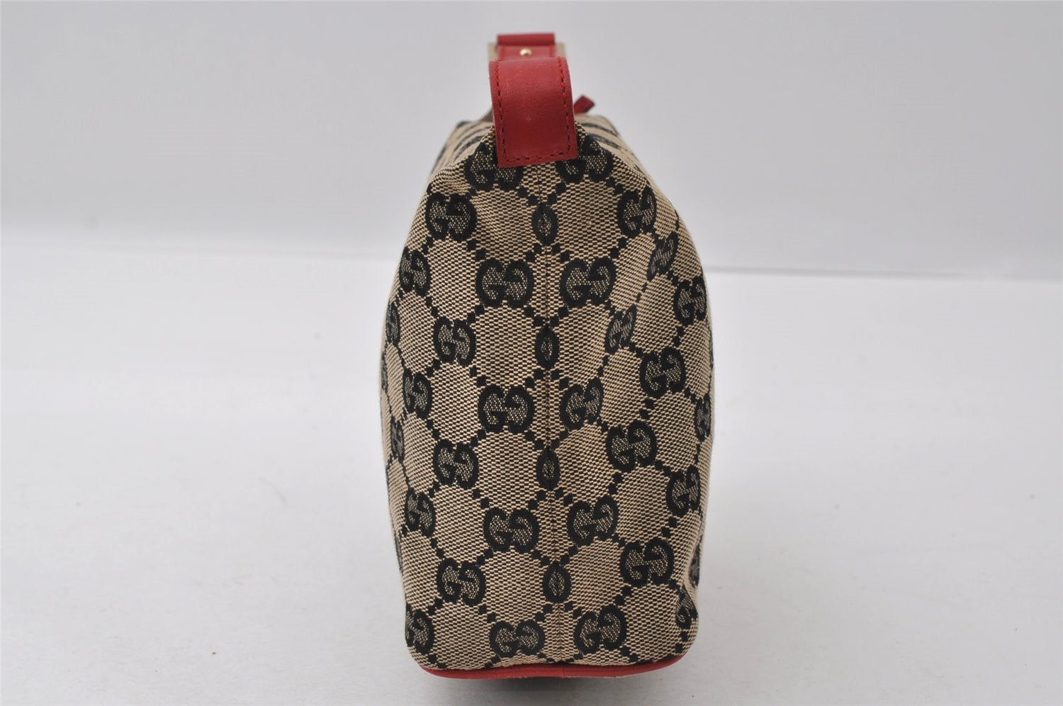 Authentic GUCCI Hand Bag Pouch Purse GG Canvas Leather 0391147 Black 3523I