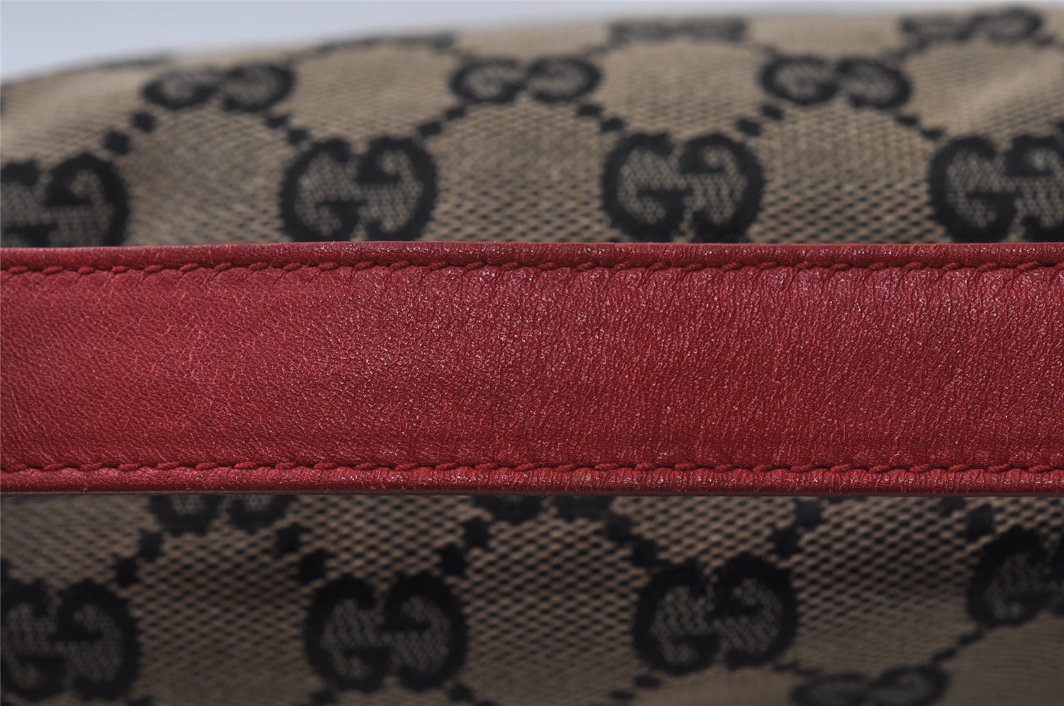 Authentic GUCCI Hand Bag Pouch Purse GG Canvas Leather 0391147 Black 3523I