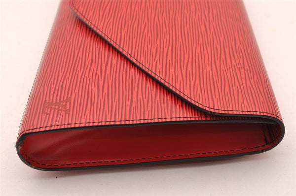 Authentic Louis Vuitton Epi Arts Deco Clutch Bag Red M52637 LV 3524I