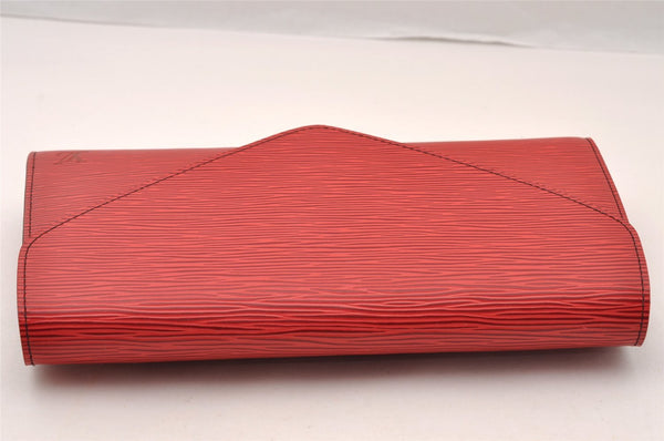 Authentic Louis Vuitton Epi Arts Deco Clutch Bag Red M52637 LV 3524I