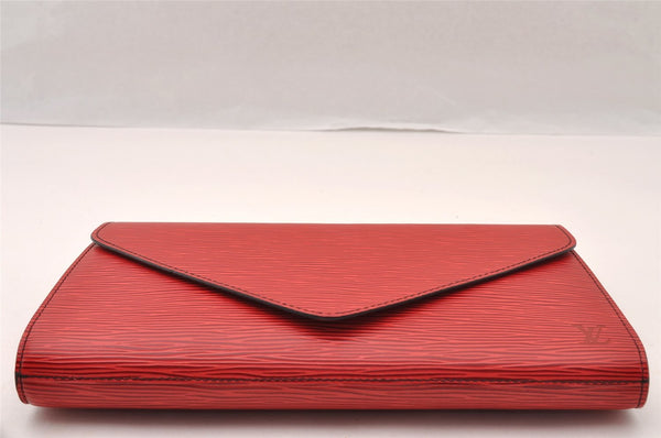 Authentic Louis Vuitton Epi Arts Deco Clutch Bag Red M52637 LV 3524I