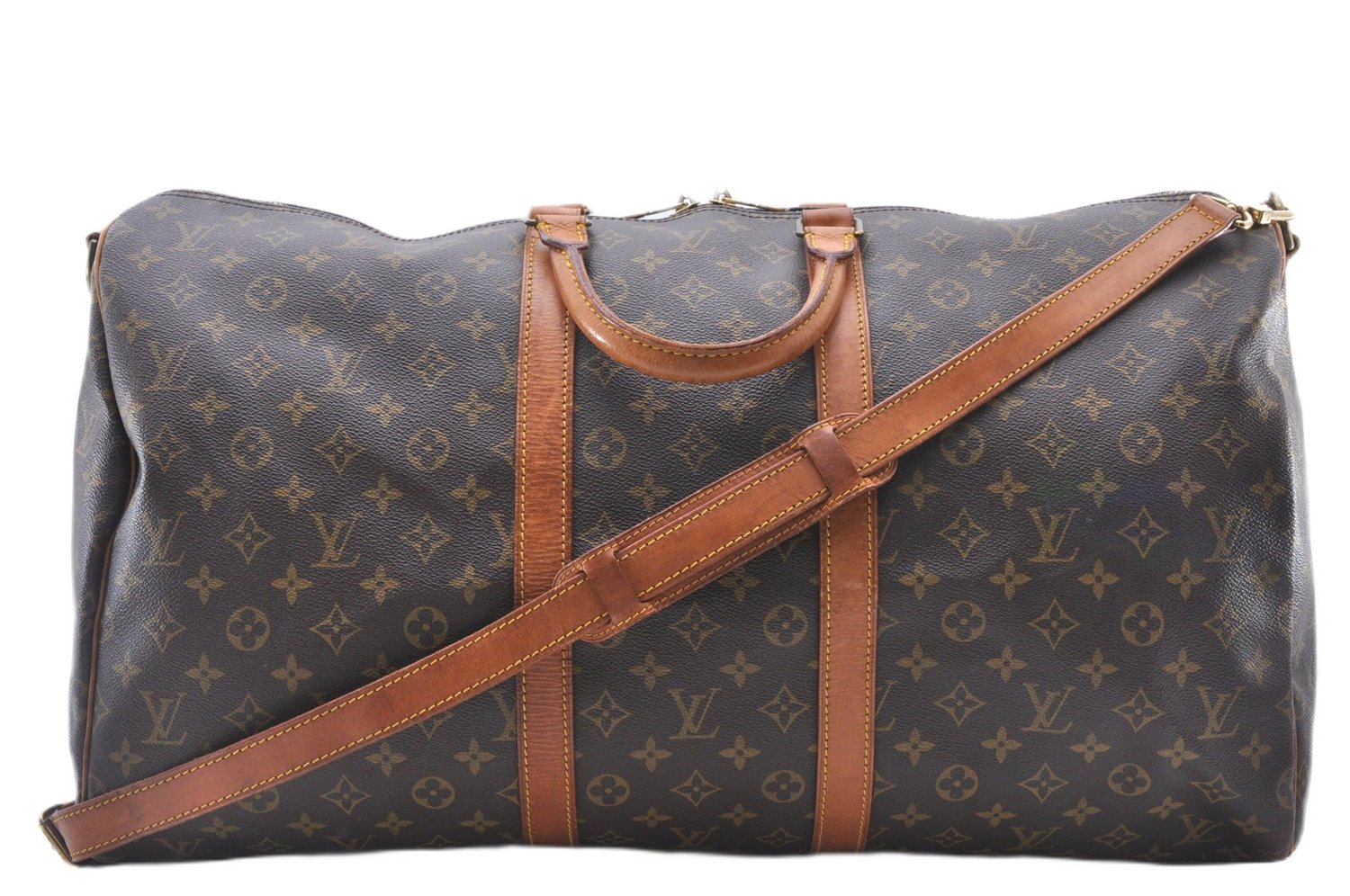 Authentic Louis Vuitton Monogram Keepall Bandouliere 55 M41414 Boston Bag 3527F