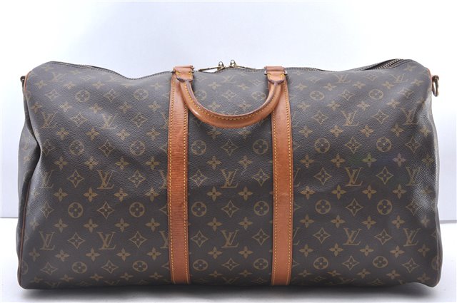 Authentic Louis Vuitton Monogram Keepall Bandouliere 55 M41414 Boston Bag 3527F