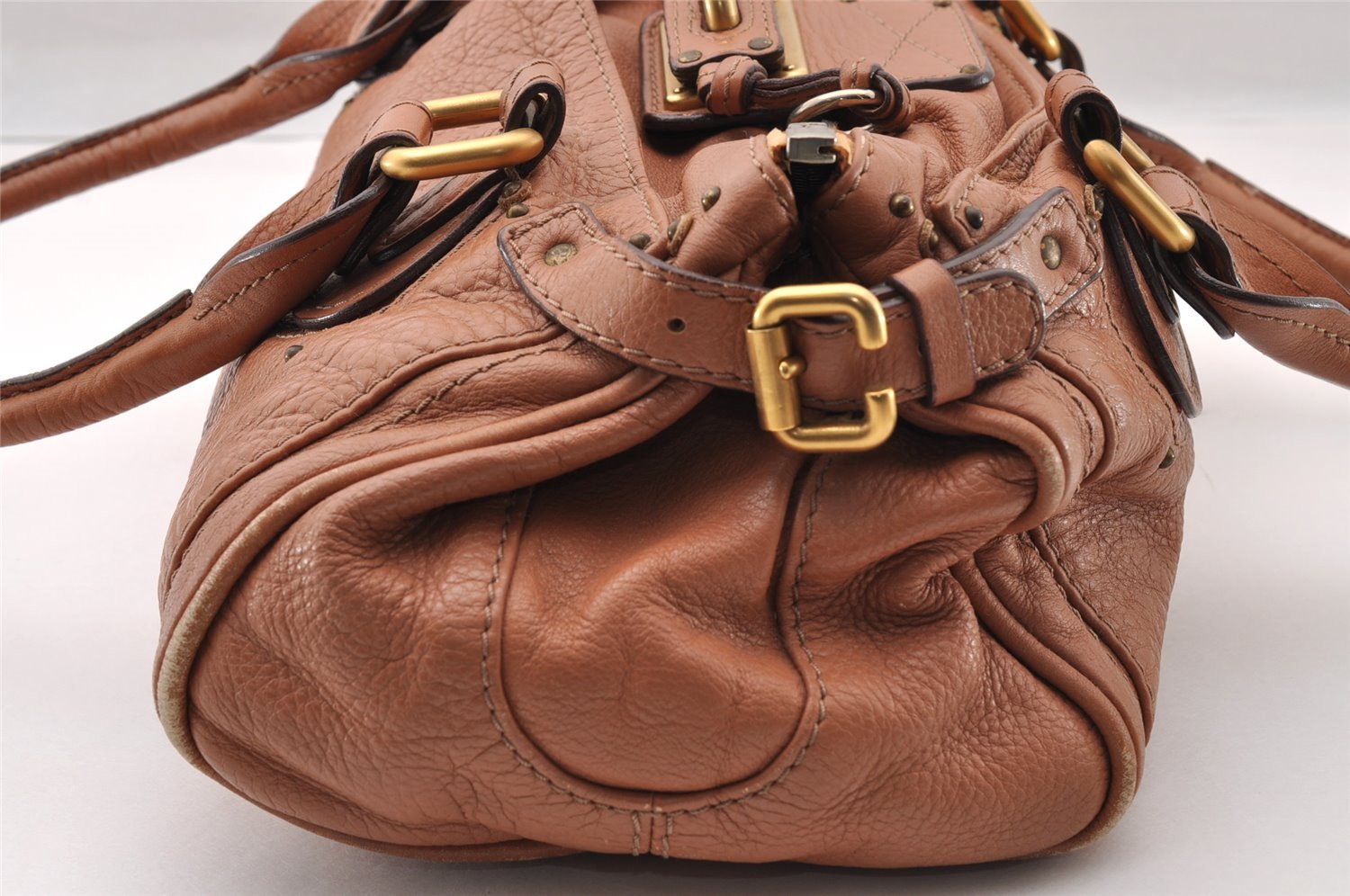 Authentic Chloe Vintage Paddington Leather Shoulder Hand Bag Brown 3527I