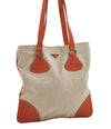 Authentic PRADA Vintage Canvas Leather Shoulder Tote Bag Beige Orange 3528I