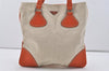 Authentic PRADA Vintage Canvas Leather Shoulder Tote Bag Beige Orange 3528I