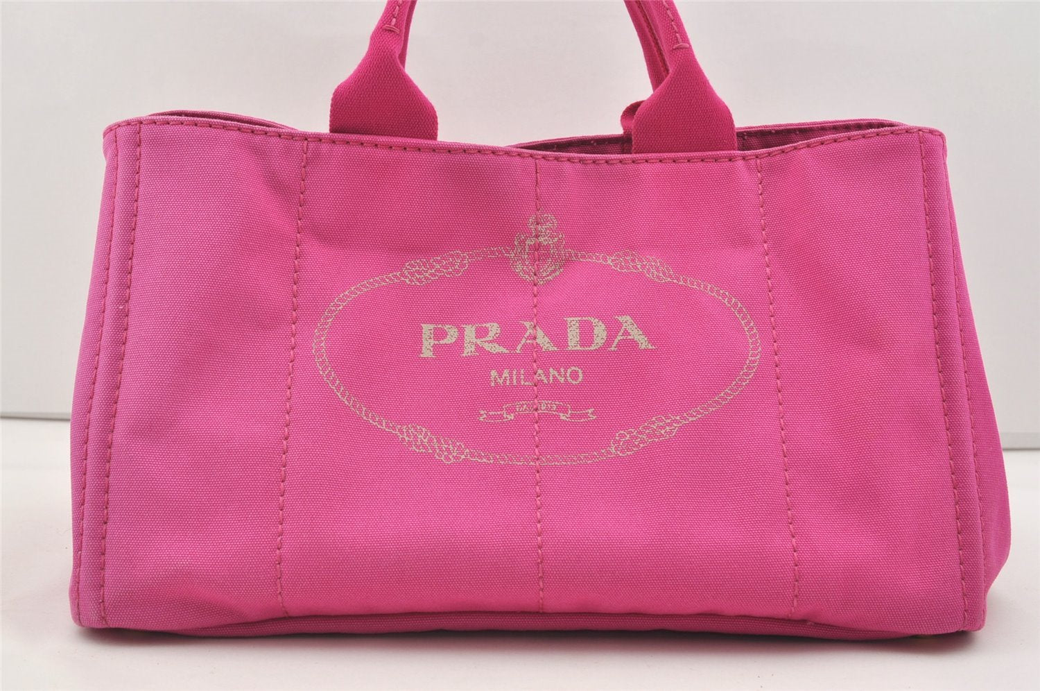 Authentic PRADA Canapa L Canvas Tote Hand Bag Pink 3529I