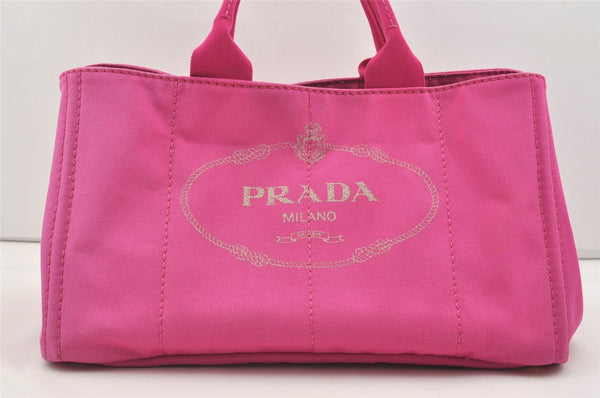 Authentic PRADA Canapa L Canvas Tote Hand Bag Pink 3529I