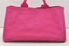 Authentic PRADA Canapa L Canvas Tote Hand Bag Pink 3529I