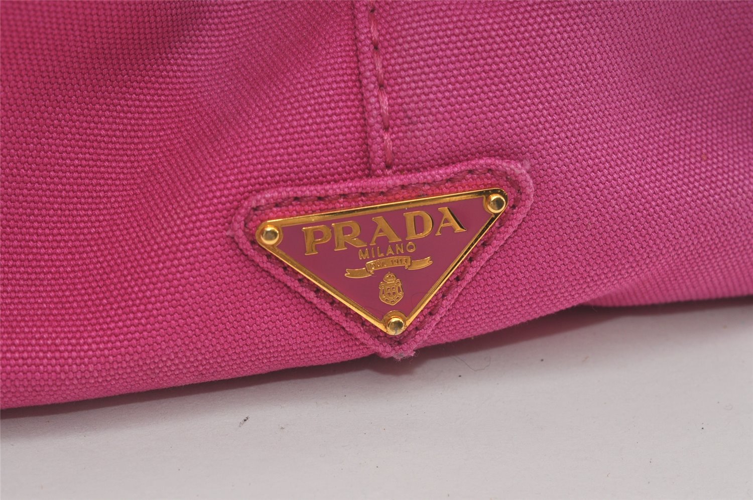 Authentic PRADA Canapa L Canvas Tote Hand Bag Pink 3529I