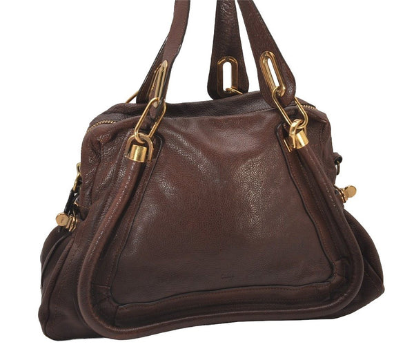 Authentic Chloe Paraty Medium 2Way Shoulder Hand Bag Purse Leather Brown 3530I